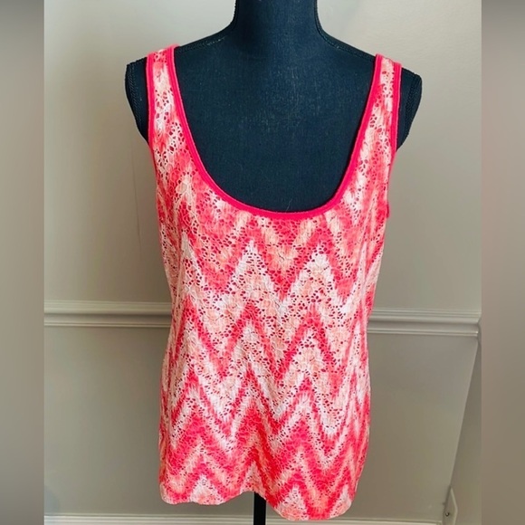 FRENCH Laundry Orange White Tank Top Blouse Size ize L - Picture 2 of 9